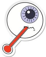 sticker of a cartoon ill eyeball vector