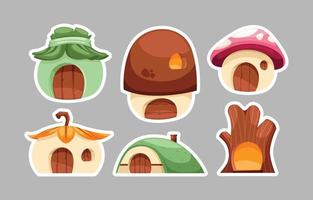 Set Of Fantasy House Sticker vector