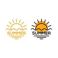 verano con sol y olas. plantilla de icono de logotipo vectorial vector