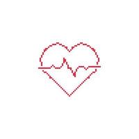 Heartbeat. Pixel art line icon vector illustration