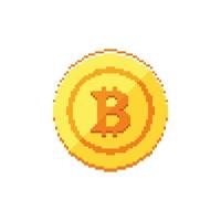 Bitcoin.  Pixel art line icon vector illustration