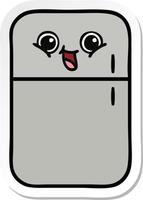 sticker of a cute cartoon fridge freezer vector