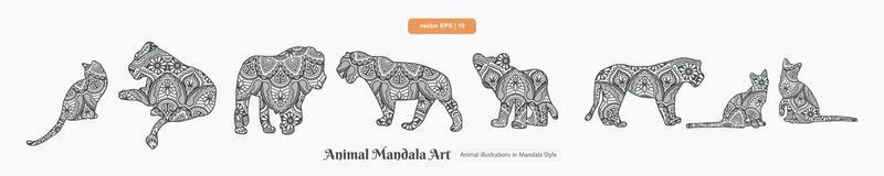 Animal Mandala Art. Boho Style elements. vector