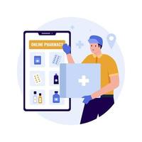 Pharmacy fast delivery service illustration design concept vector