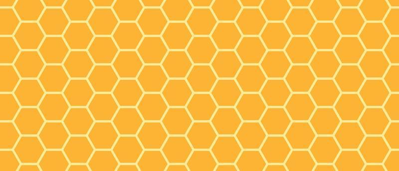 Golden honeyed comb grid texture and geometric hive hexagonal honeycombs. Gold honey hexagonal cells seamless texture. Honeycombs bright background. Vector illustration