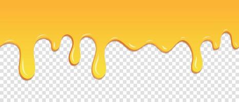 Seamless pattern of melted honey dripping. Dessert background with melted honey. Banner seamless pattern. Vector illustration