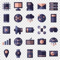 Set of 25 device and technology web icons in flat style. Industry 4.0 concept factory of the future. Collection flat icons of technology. Vector illustration