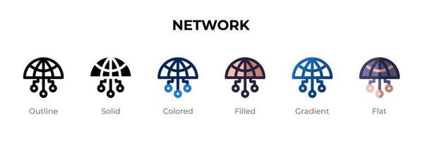 Network icon in different style. Network vector icons designed in outline, solid, colored, filled, gradient, and flat style. Symbol, logo illustration. Vector illustration