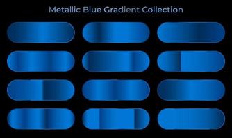 Collection of blue gradient backgrounds. Set of blue metallic textures. Colorful palette and texture set. Vector illustration