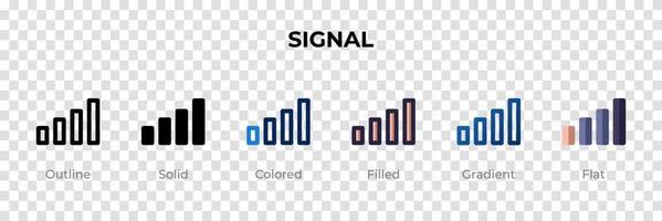 Signal icon in different style. Signal vector icons designed in outline, solid, colored, filled, gradient, and flat style. Symbol, logo illustration. Vector illustration