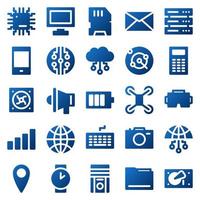 Set of 25 device and technology web icons in gradient style. Industry 4.0 concept factory of the future. Collection gradient icons of technology. Vector illustration