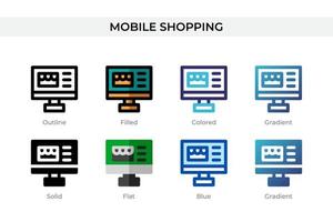 Mobile Shopping icon in different style. Mobile Shopping vector icons designed in outline, solid, colored, filled, gradient, and flat style. Symbol, logo illustration. Vector illustration