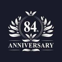 Logotipo del aniversario de 84 años, lujosa celebración del diseño del 84 aniversario. vector