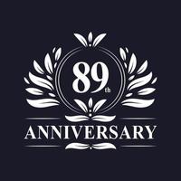 Logotipo del aniversario de 89 años, lujosa celebración del diseño del 89 aniversario. vector