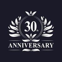 Logotipo del aniversario de 30 años, lujosa celebración del diseño del 30 aniversario. vector