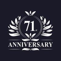 Logotipo del aniversario de 71 años, lujosa celebración del diseño del 71 aniversario. vector