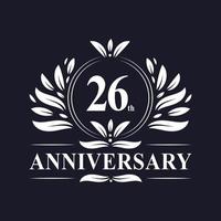 Logotipo del aniversario de 26 años, lujosa celebración del diseño del 26 aniversario. vector