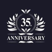 Logotipo del aniversario de 35 años, lujosa celebración del diseño del 35 aniversario. vector