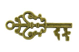 vintage key antique golden key on white background Clipping path photo