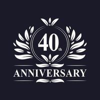 Logotipo del aniversario de 40 años, lujosa celebración del diseño del 40 aniversario. vector