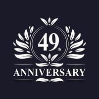 Logotipo del aniversario de 49 años, lujosa celebración del diseño del 49 aniversario. vector