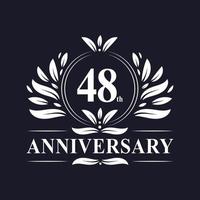 Logotipo del aniversario de 48 años, lujosa celebración del diseño del 48 aniversario. vector