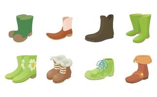 conjunto de iconos de botas, estilo de dibujos animados vector
