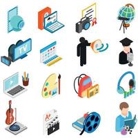 Cinema training icons set, isometric style vector