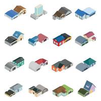 Building icons set, isometric style vector