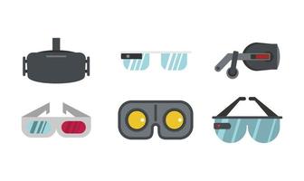 conjunto de iconos de gafas vr, estilo plano vector