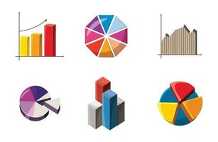 Diagram icon set, cartoon style vector