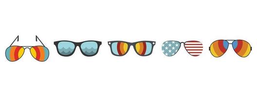 conjunto de iconos de gafas de sol, estilo plano vector