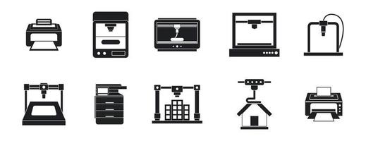 Printer icon set, simple style vector