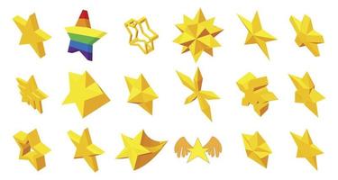 conjunto de iconos de estrellas, estilo de dibujos animados vector