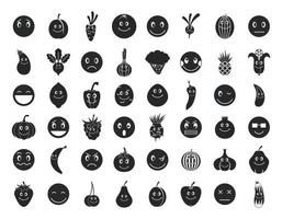 Emoji icon set, simple style vector