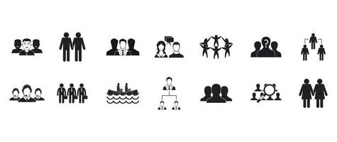 People group icon set, simple style vector