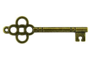 vintage key antique golden key on white background Clipping path photo