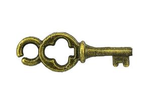 vintage key antique golden key on white background Clipping path photo