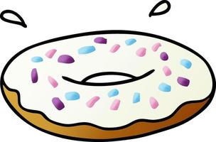 gradient cartoon doodle of an iced ring donut vector