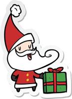 sticker of a cartoon santa claus vector