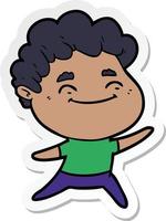 sticker of a cartoon friendly man vector