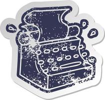 distressed old sticker of old school typewriter vector