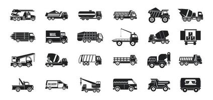 Truck icon set, simple style vector