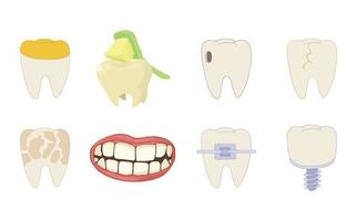 Tooth icon set, cartoon style vector