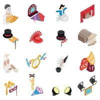 Stage icons set, isometric style vector
