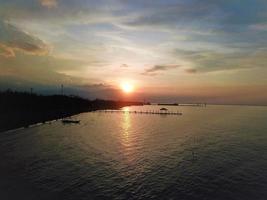Aerial view, sunset - Pangandaran beach photo