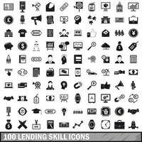 100 lending skill icons set, simple style vector