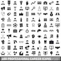 100 professional career icons set, simple style vector