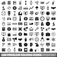 100 conjunto de iconos de resolución de problemas, estilo simple vector