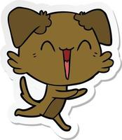 sticker of a happy little dog cartoon vector